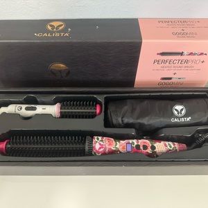 Calista Perfecter Pro Heated Round Brush+GoGo Mini brush(Rose white) .75”